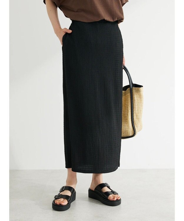 Green Parks ふくれＪＱ　Ｉラインスカート Black