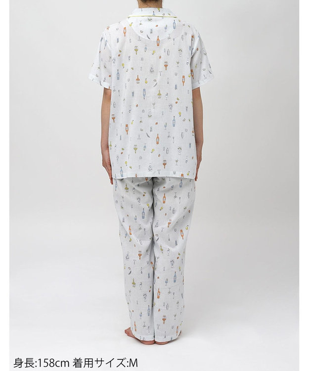 Wing パジャマ 綿100%(本体) 楊柳素材 高島ちぢみ（R） 3Lまで対応 大きいサイズ 5分袖 半袖 長ズボン レディース EP8047 ウイング／ワコール グレー