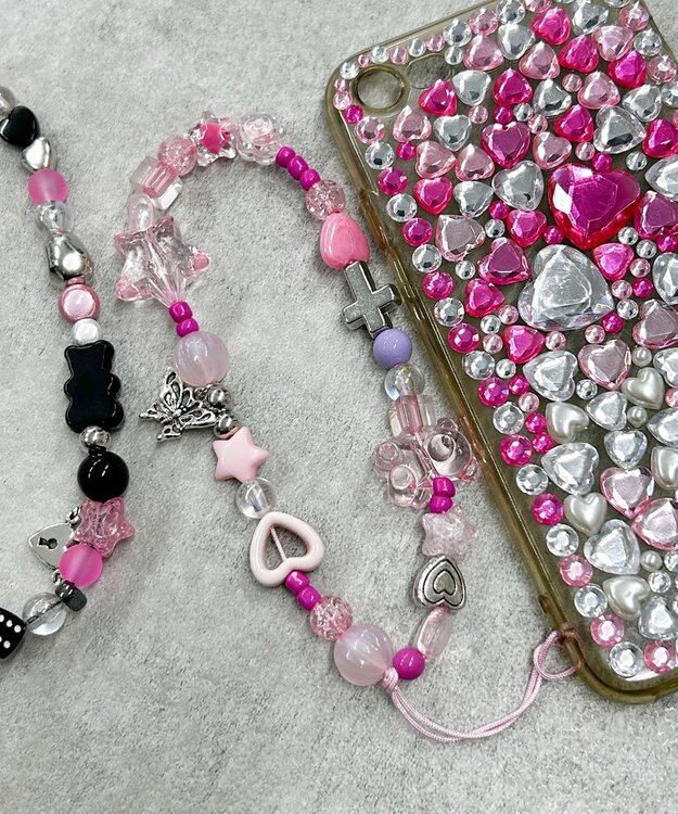 WEGO ビーズストラップキーホルダーD 柄1