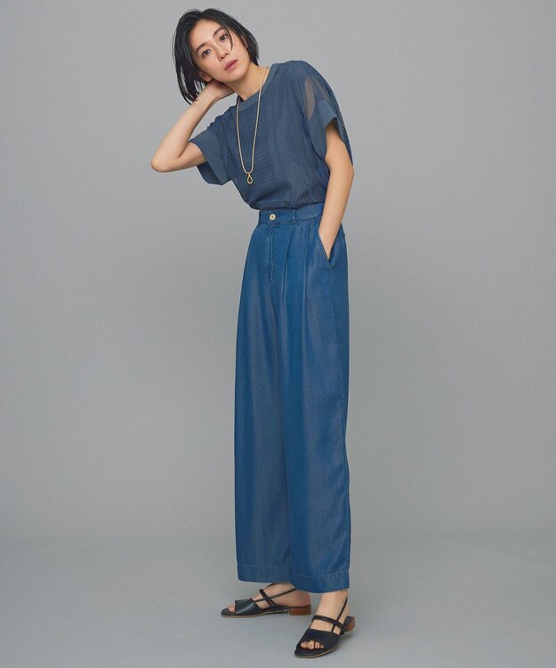 自由区 L 【洗える】レースエッジ Tシャツ&タンクトップセット トップス インク