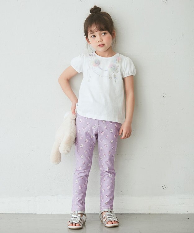 ANY KIDS 7daysガーリーパンツ(カットソー) ラベンダー花柄