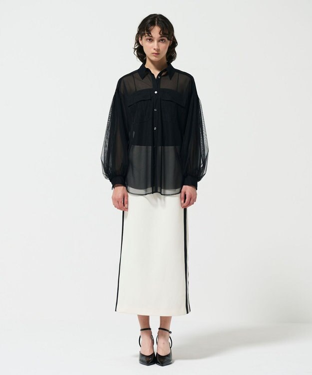 GRACE CONTINENTAL サイドラインジャージスカート ホワイト