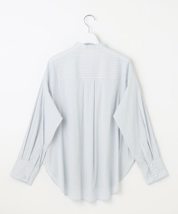 自由区 S 【スタイリストコラボ・洗える】SOMELOSバンドカラー シャツ サックスストライプ