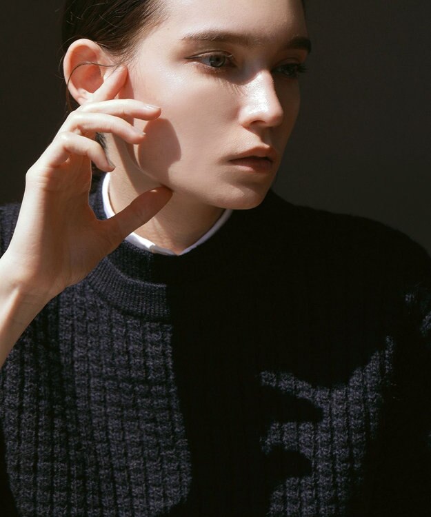 23区 【23区 lab.】ワッフル クルーネック ニット ネイビー系