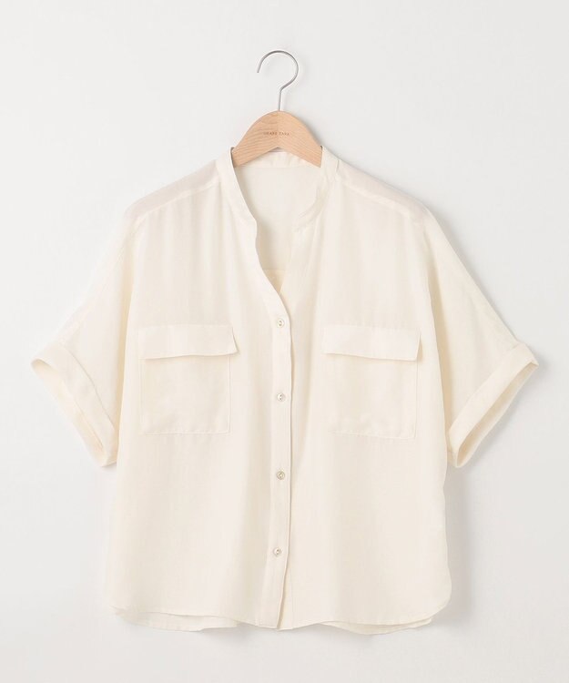 SHARE PARK LADIES 【洗える】ドルマンスリーブサテンシャツ アイボリー系