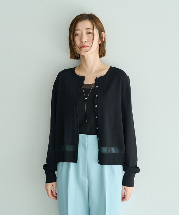 YECCA VECCA シアーMIXカーディガン Off White