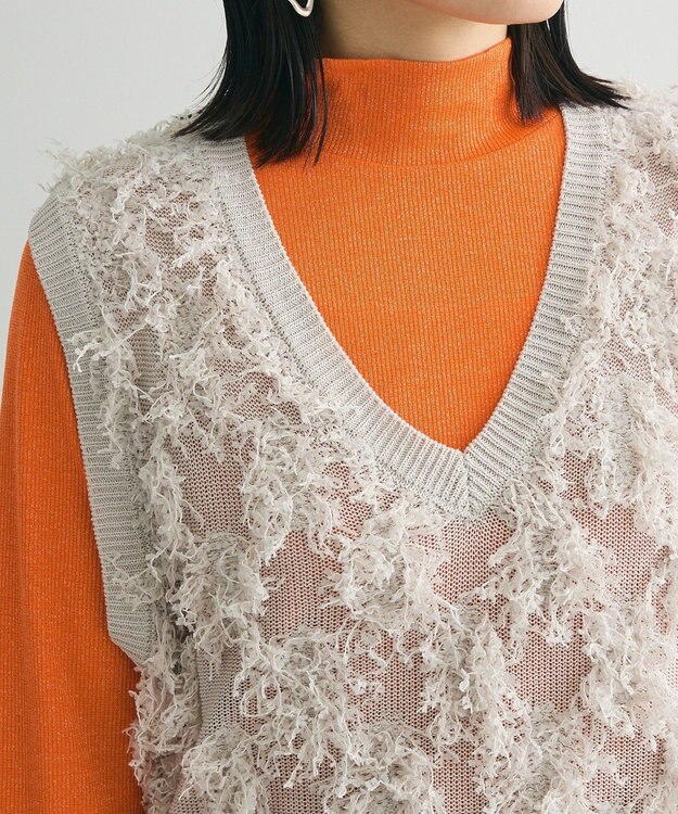 Green Parks フリンジニットベスト Light Gray