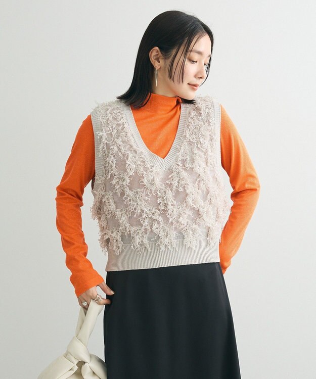 Green Parks フリンジニットベスト Light Gray