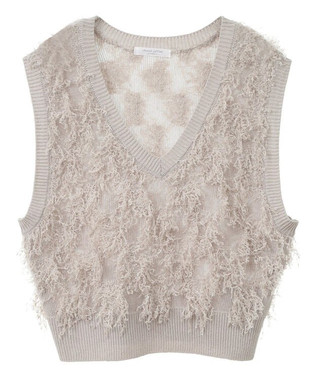 Green Parks フリンジニットベスト Light Gray