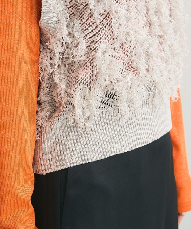 Green Parks フリンジニットベスト Light Gray