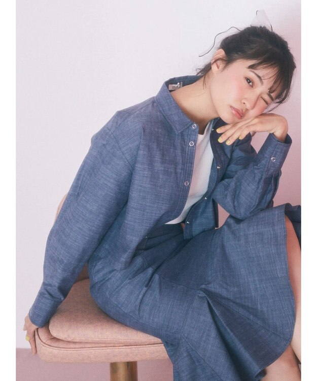 earth music&ecology ショート丈シャツジャケット Dark Blue