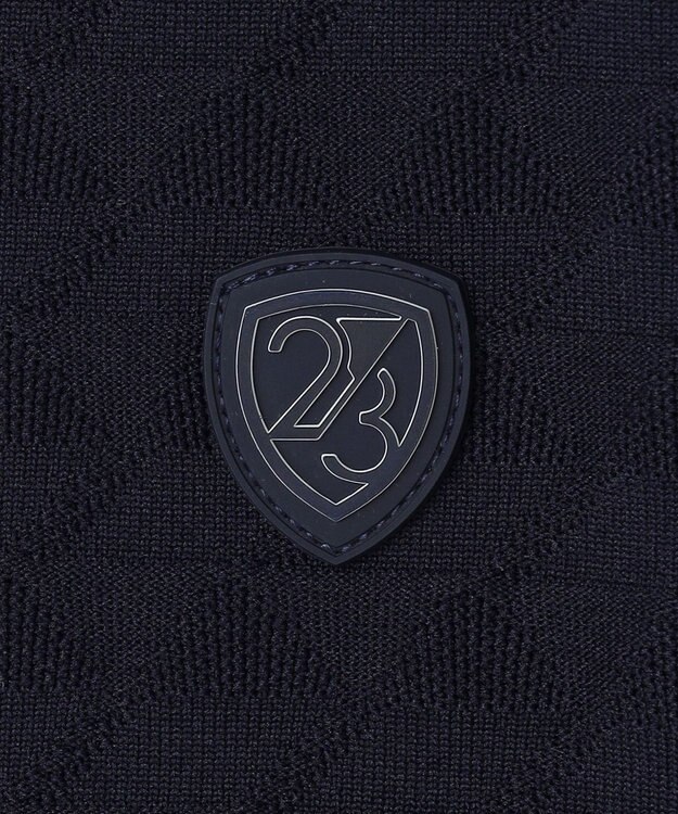 23区GOLF 【WOMEN】フラッグジャガードニットポロシャツ ストレッチ 半袖 ネイビー系