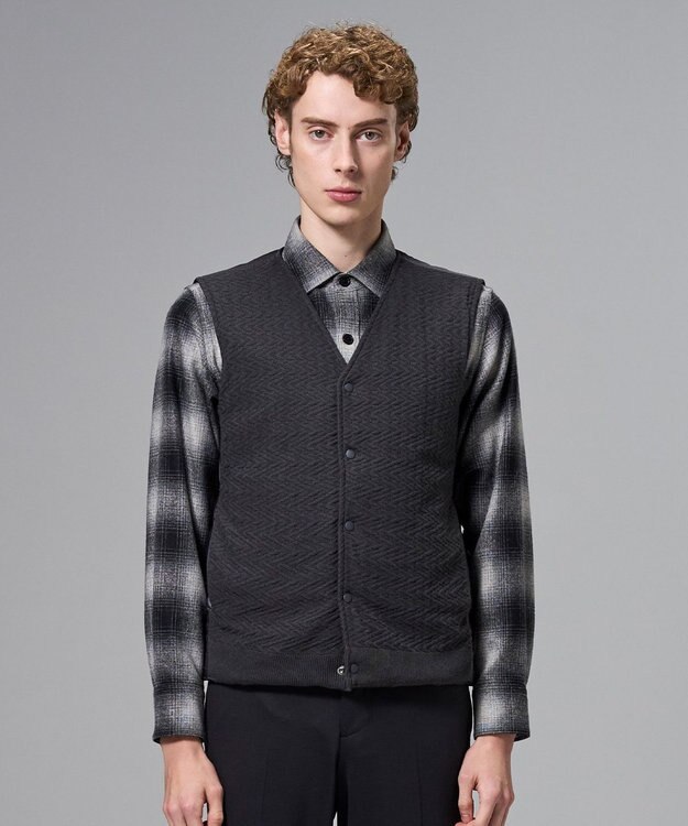 JOSEPH HOMME 【2WAY】パデットニットブロック　リバーシブルベスト グレー系