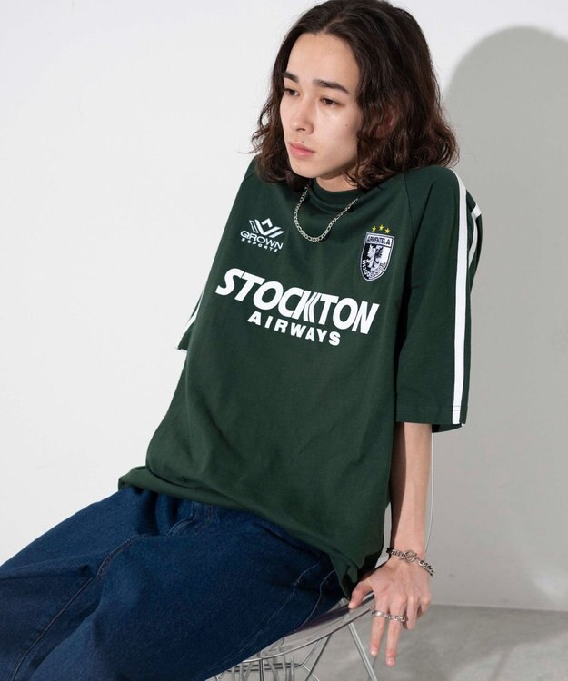 WEGO 【ユニセックス着用ITEM/手洗い可/MLサイズ】ラインゲームロゴT グリーン