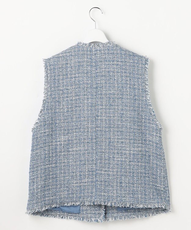自由区 ファンシーノットツイード ジレ ブルー
