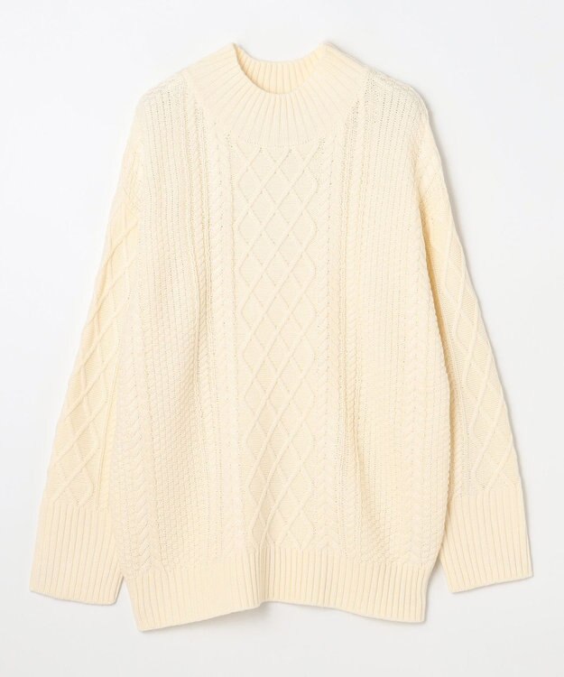 ANY L ソフトタッチケーブルニットチュニック エクリュ