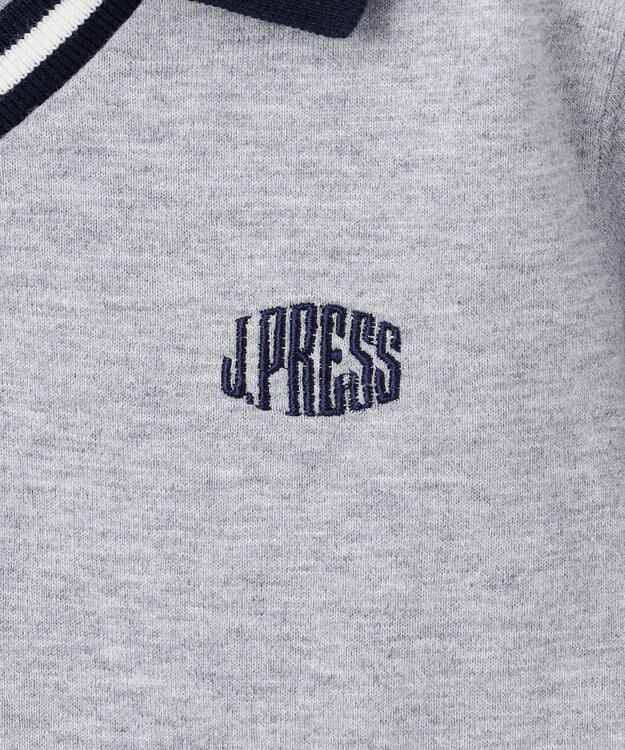 J.PRESS KIDS 【110-130cm】40/2天竺襟付き Vネック ポロシャツ ライトグレー系