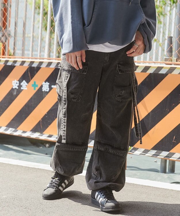 WEGO マルチポケットデニムパンツ デニムブラック