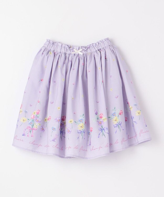 ANY KIDS フラワー ブーケ プリント スカパン ラベンダー系