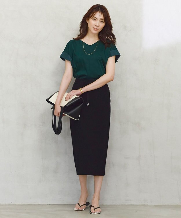 23区 ヴィスコースストレッチ タイト スカート ブラック