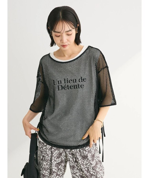 Green Parks ＳＥＴ２点　メッシュ＋ノースリーブロゴプルオーバー Black