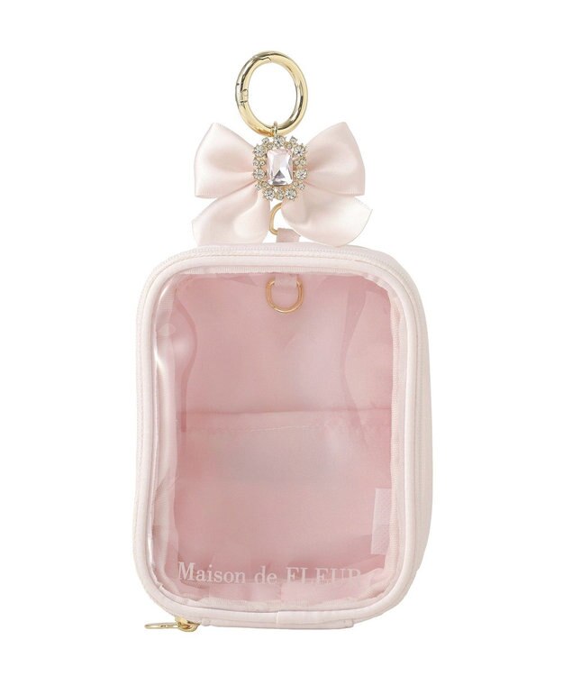 Maison de FLEUR ビジューリボンクリアポーチS Pink
