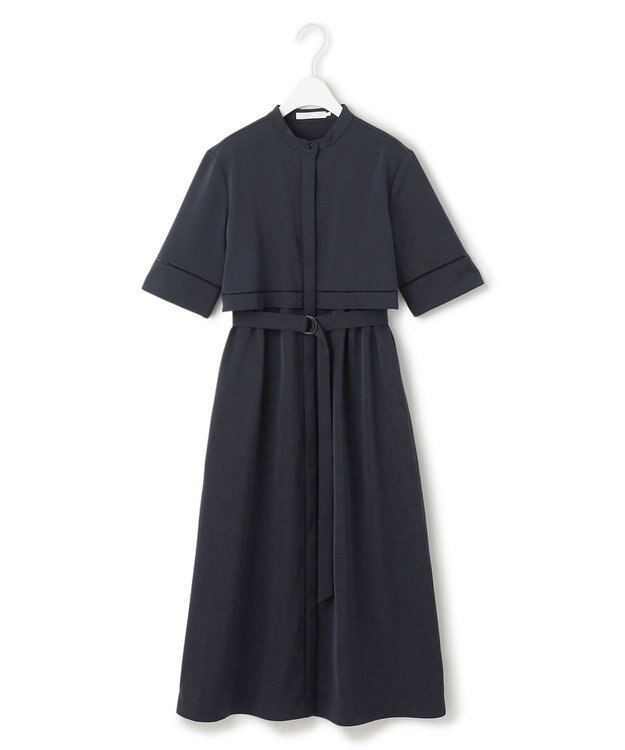 ICB L 【ASUMI・MANAMIコラボ 丈が選べる】ハシゴレースシャツワンピース ネイビー系