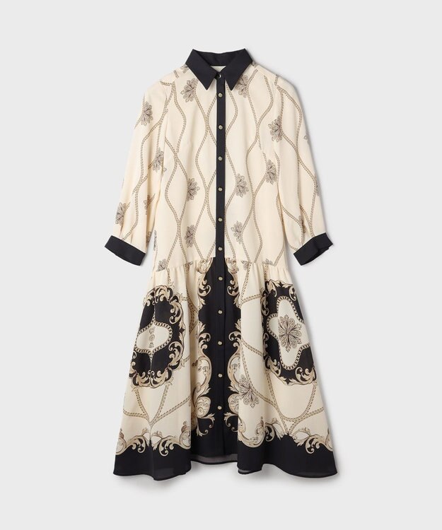 GRACE CONTINENTAL スカーフプリントシャツワンピース キナリ