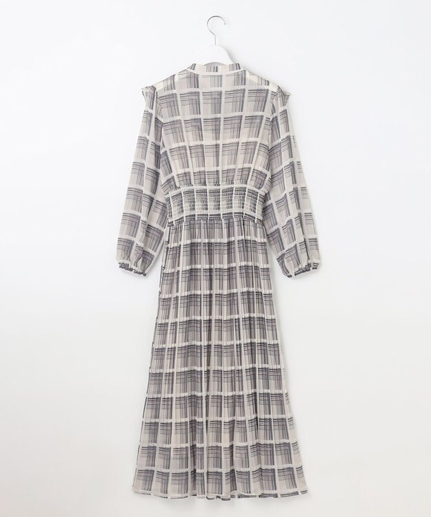 Feroux 【洗える】プリーツ ワンピース ネイビー系（チェック柄）