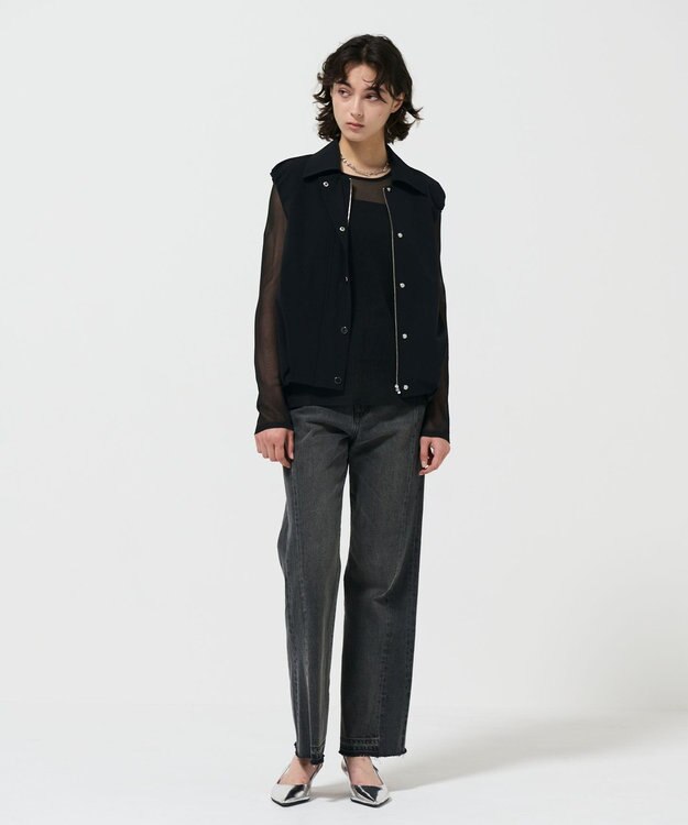 GRACE CONTINENTAL サイド切替フレアデニムパンツ ブラック