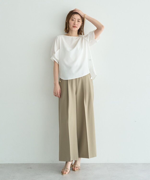 YECCA VECCA パールタックスリーブブラウス Off White