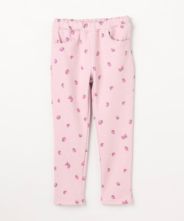 ANY KIDS 7days 裏シャギー 総柄ガーリーパンツ ピンクベージュ×イチゴ