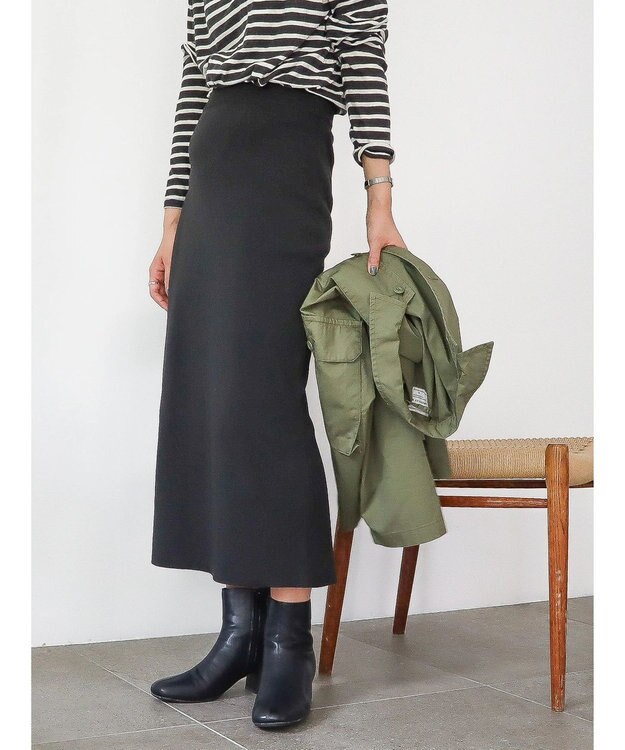 AMERICAN HOLIC エコカルット総針タイトスカート Black