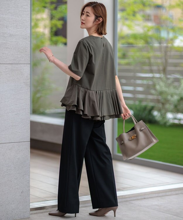 23区 S 【CLASSY.11月号掲載/洗える】ドライ2WAYストレッチ ワイドパンツ ブラック系