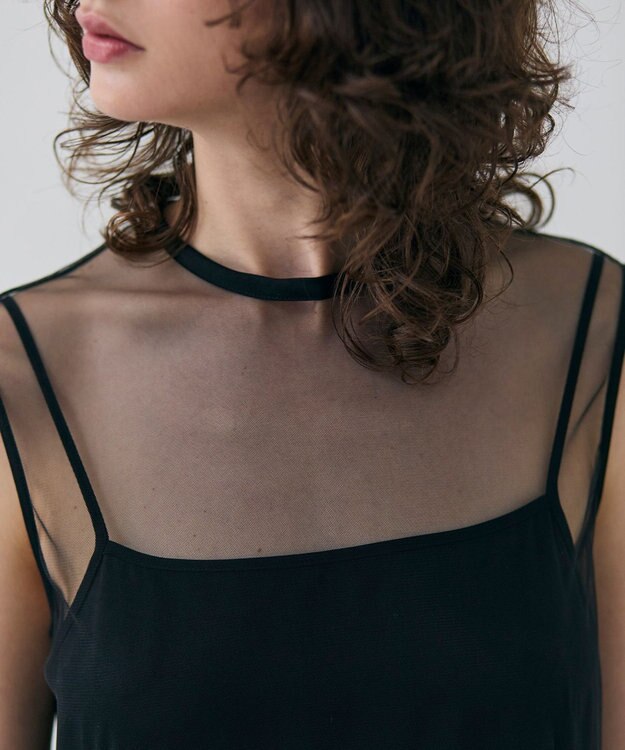 BEIGE， 【洗える・GISELe 4月号掲載】KALMIA / ノースリーブチュールドレス Black