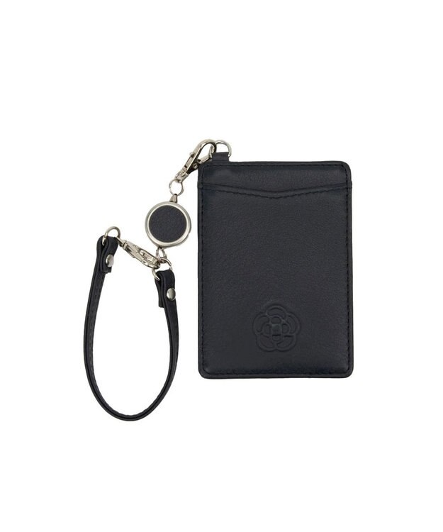 CLATHAS ワッフル リール付きパスケース ネイビー