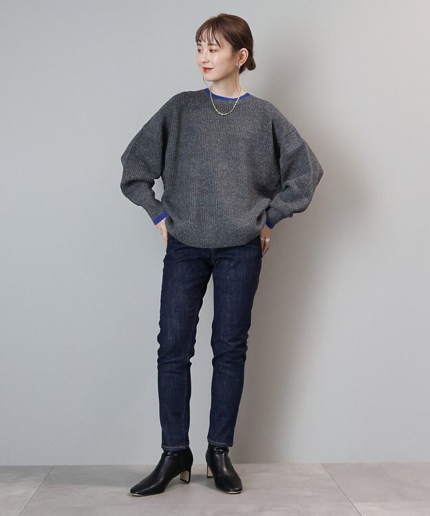 AMERICAN HOLIC 【WEB限定】配色ラインニットプルオーバー Light Gray Mixture