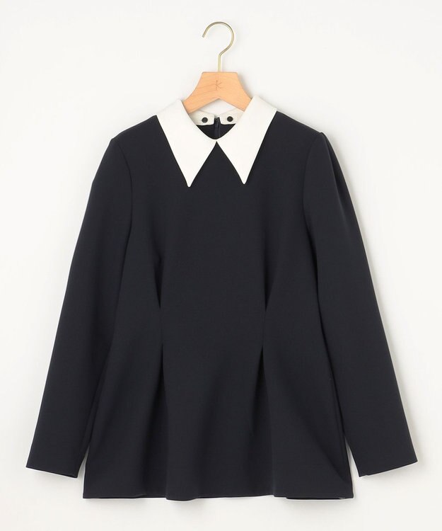 組曲 S 【KUMIKYOKU NAVY】コンフォータブルドレープ 襟付きブラウス ネイビー系