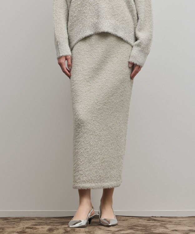 GRACE CONTINENTAL ラメフェザーニットスカート グレー
