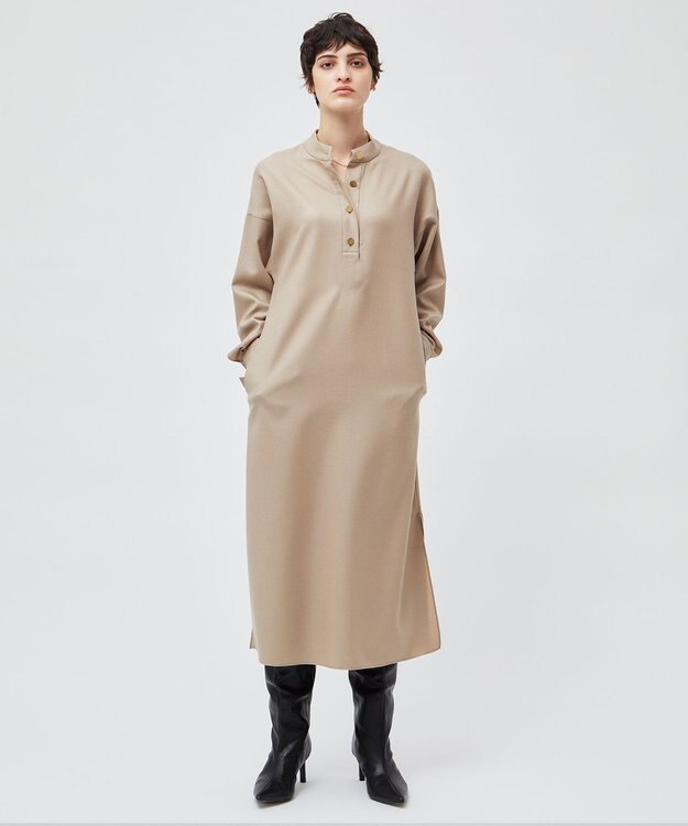 BEIGE， TERNES / ドルマンスリーブウールワンピース Milk tea