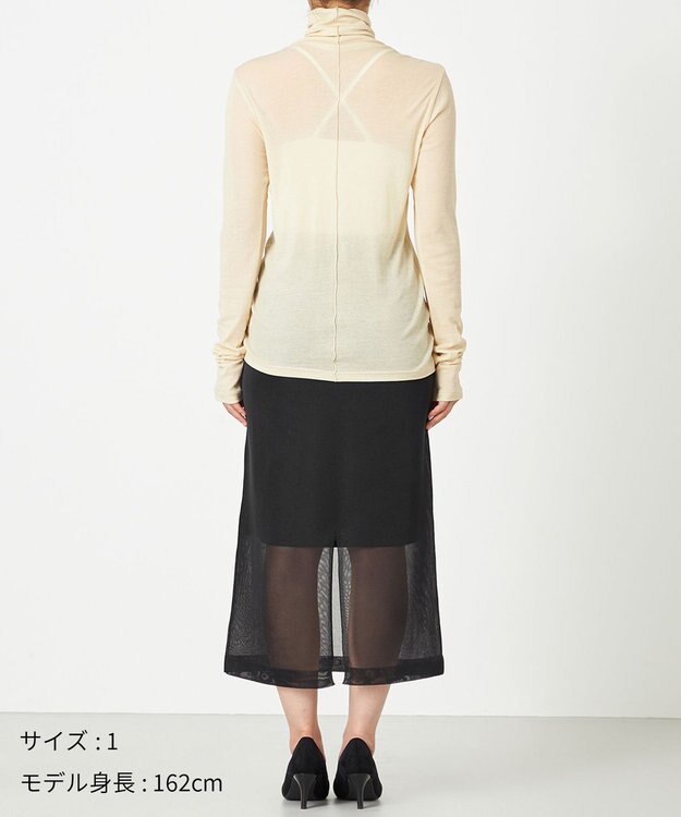 NAVE 【Nave・洗える】ツイストシアー タートルネックプルオーバー ライトイエロー系