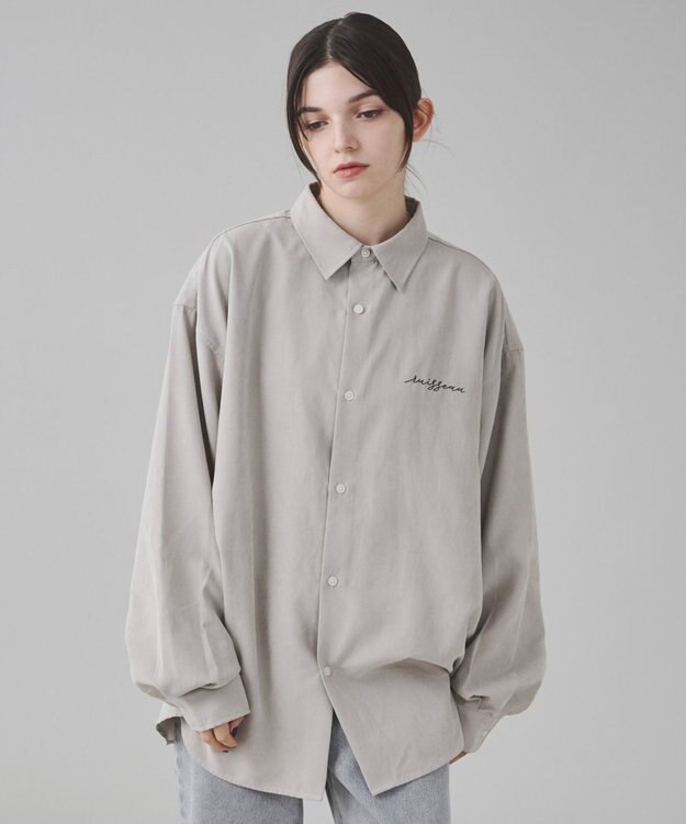 WEGO 【ユニセックス着用ITEM】フィブリルワンポイントBIGシャツ（長袖） ライトベージュ