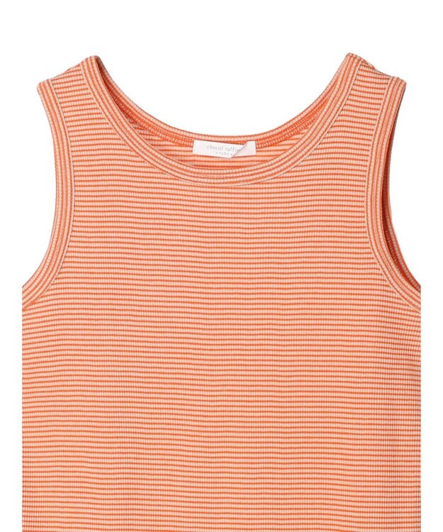 Green Parks ボーダーリブタンクトップ Orange