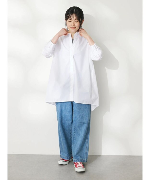 CRAFT STANDARD BOUTIQUE イージーケアコクーンポケ付きチュニック White