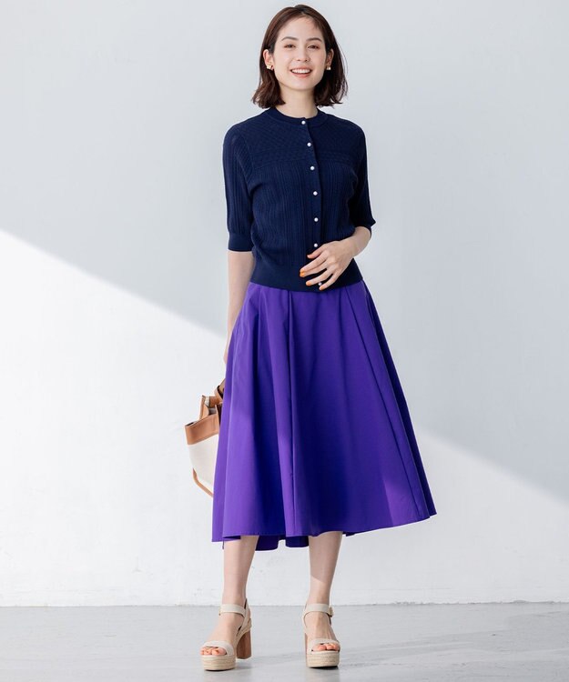 組曲 【速乾・撥水】ハイカウントタフタ スカート パープル系