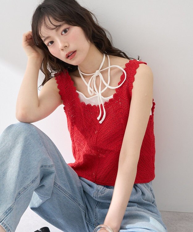 earth music&ecology クロシェビスチェ Deep Red