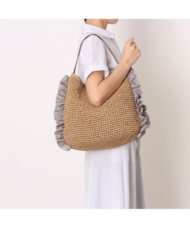 UNBILLION カシュカシュ cachecache / サイドフリルワンンハンドルトート カゴバッグ GY