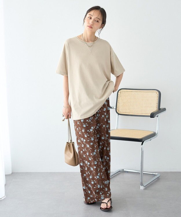 earth music&ecology フラワーリラックスパンツ Brown