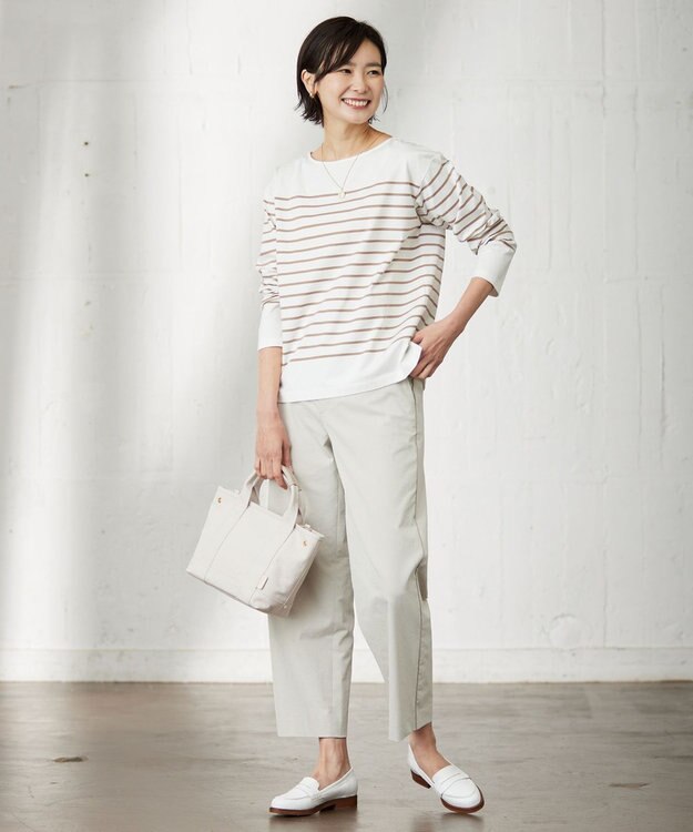 J.PRESS LADIES S 【洗える・吸水速乾・接触冷感】リネンツイル ストレート パンツ アイボリー系