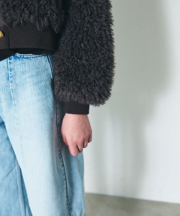 GRACE CONTINENTAL フェイクファーニットカーディガン チャコール